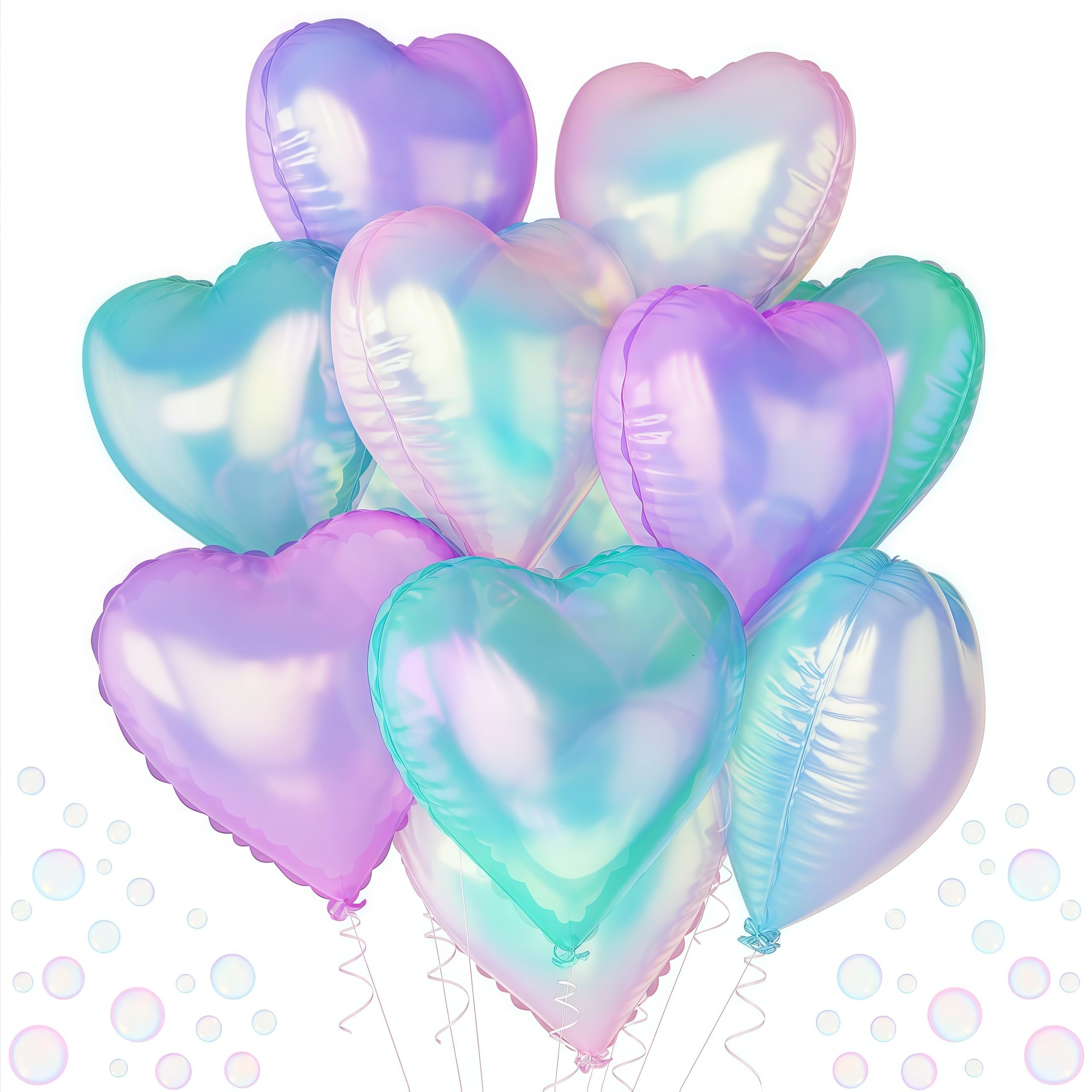 TAOYE iridescent heart balloons 18 inch set creates a stunning party backdrop