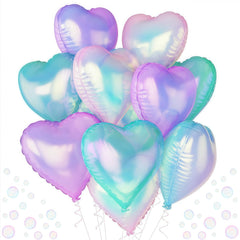 TAOYE iridescent heart balloons 18 inch set creates a stunning party backdrop