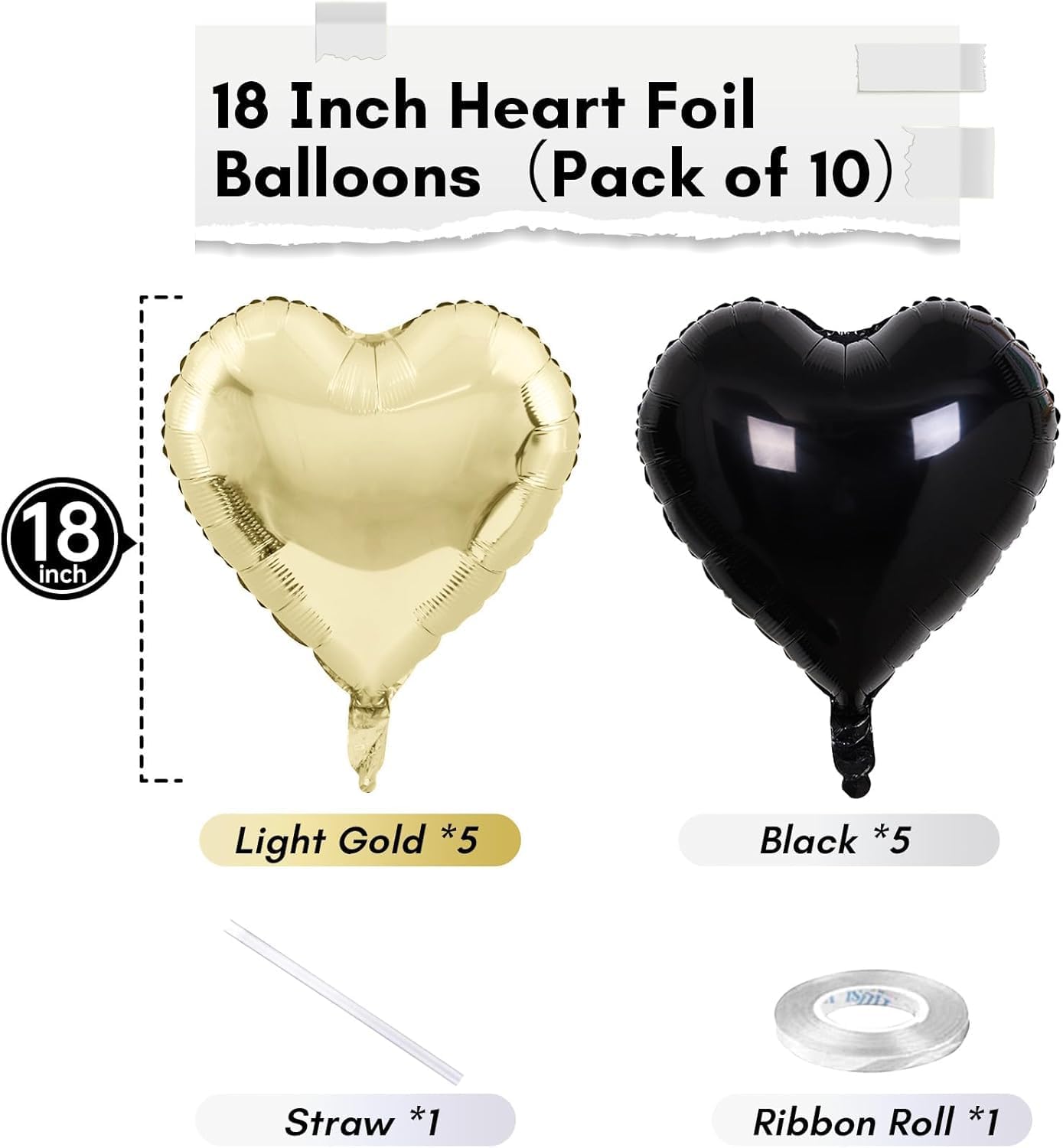 TAOYE light gold heart balloons 18 inch ideal for celebrations