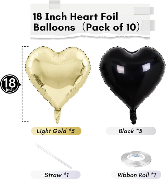 TAOYE light gold heart balloons 18 inch ideal for celebrations