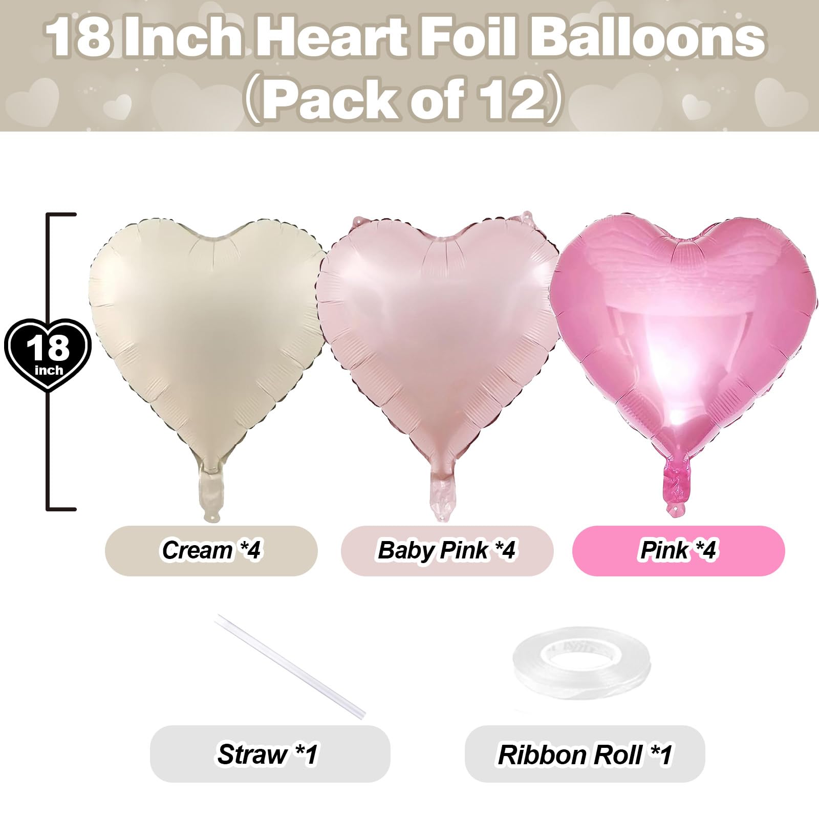 TAOYE light pink heart foil balloons add soft atmosphere to celebrations