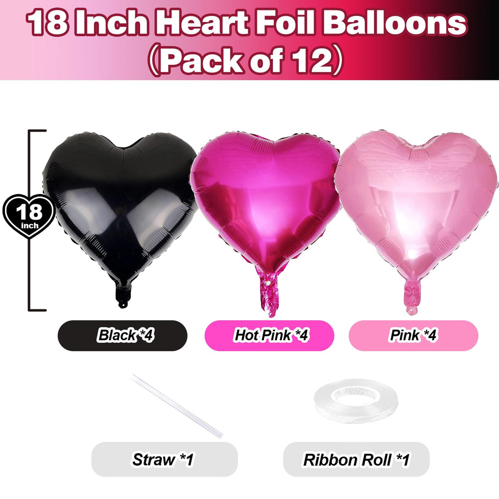 TAOYE matte-black heart foil balloon 18in chic accent decor
