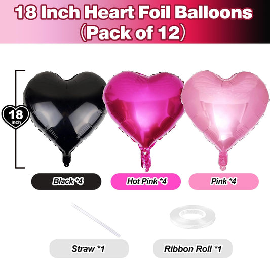 TAOYE matte-black heart foil balloon 18in chic accent decor