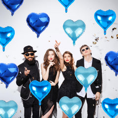 TAOYE mixed blue heart balloons 18 inch set for versatile birthday and anniversary decor.