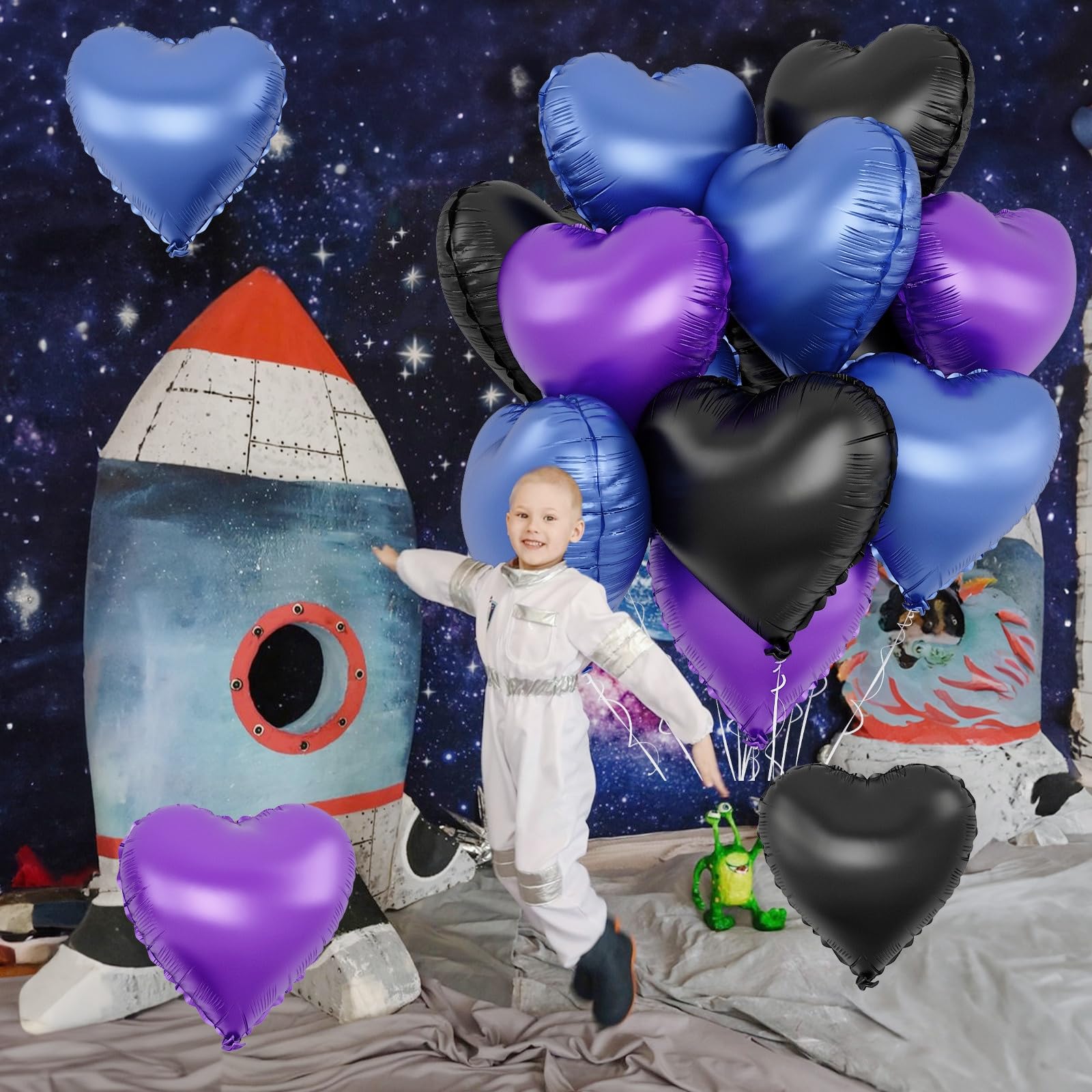 TAOYE navy blue heart foil balloon, durable decor for arches and backdrops.