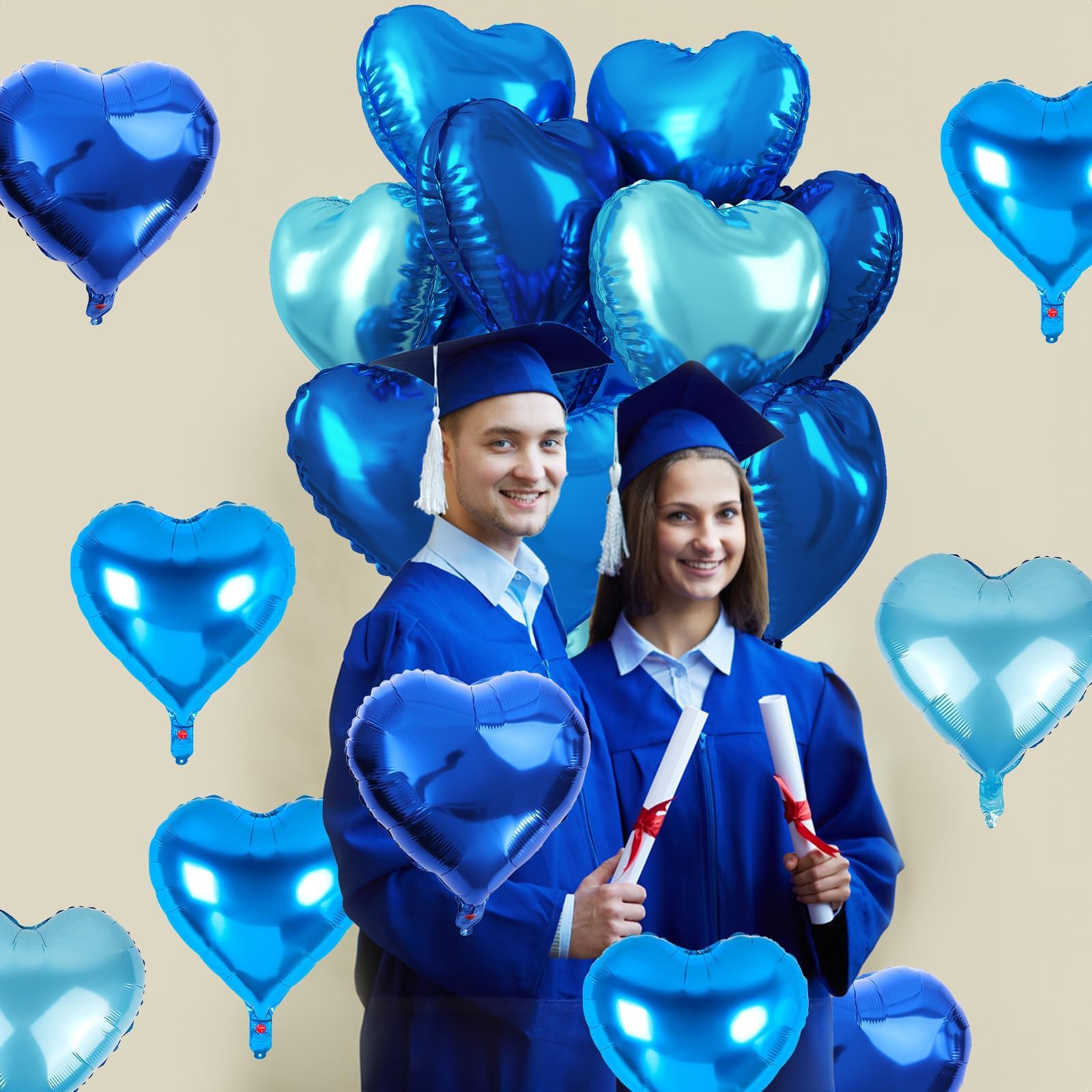 TAOYE party decor blue heart balloons suitable for baby showers and weddings.