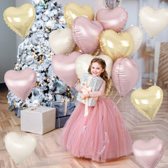 TAOYE pastel gold heart balloon foil close-up decorative accent.