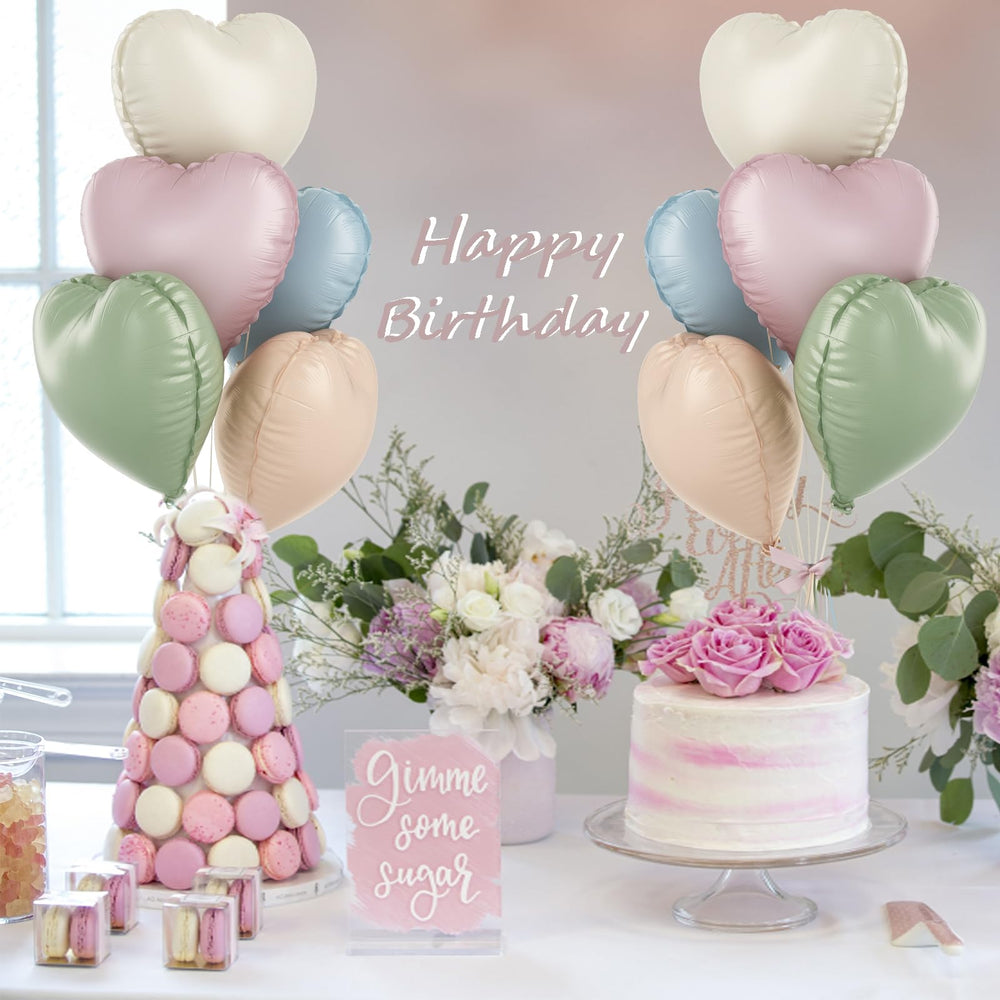 TAOYE pastel heart foil balloon with ribbon included for quick setup