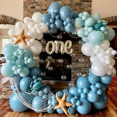 TAOYE pastel teal blue balloons add vibrant focal points.