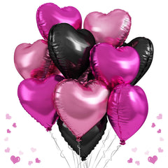 TAOYE pink-black heart foil balloons 18in for vibrant party decoration
