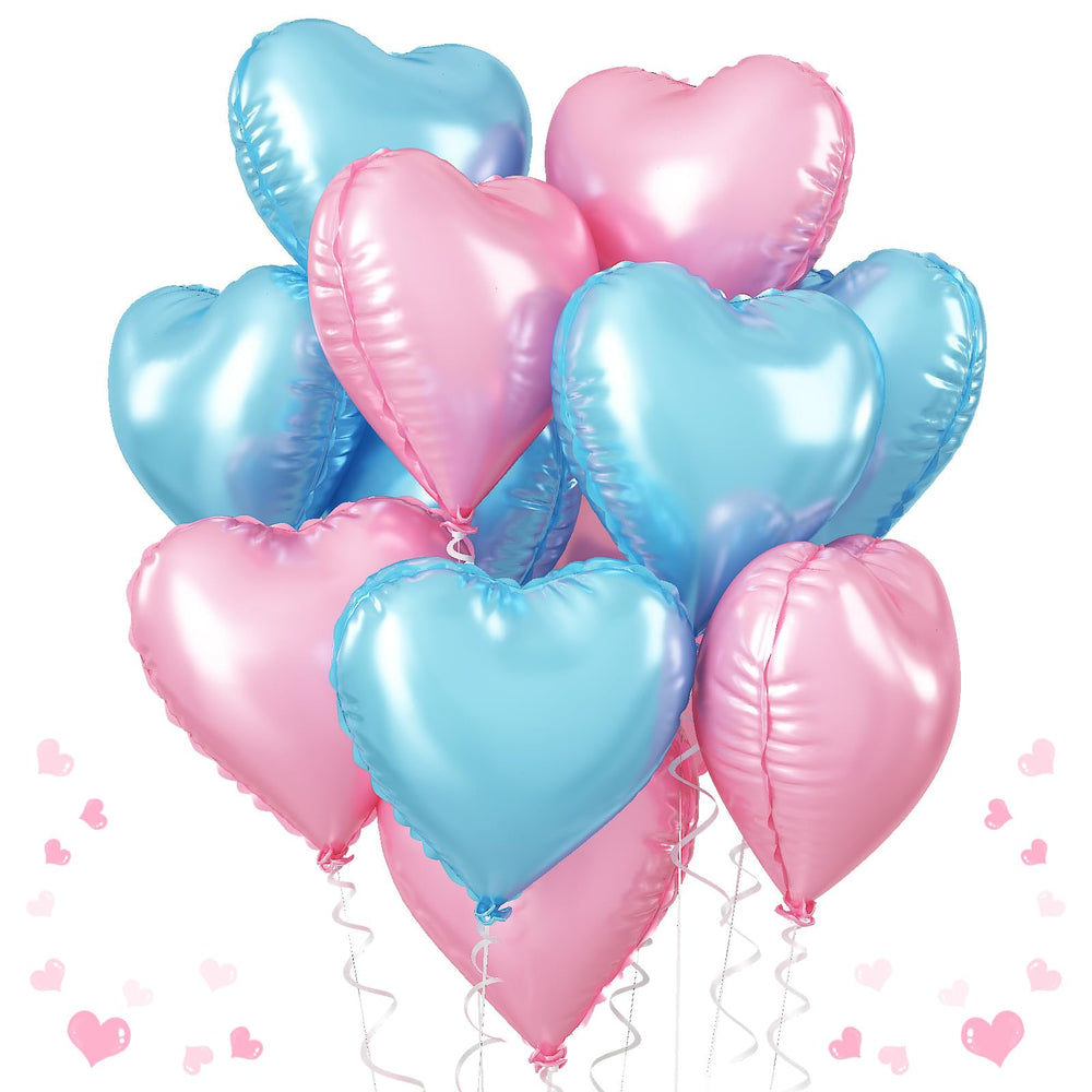 TAOYE pink and blue heart foil balloons 18 inch for festive pastel decor