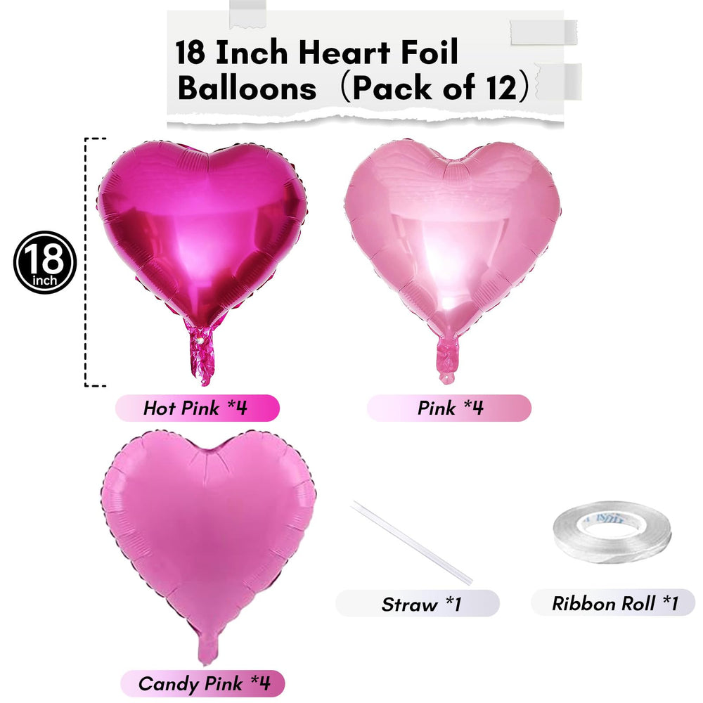 TAOYE pink heart balloons ideal for charming birthday or bridal celebrations.