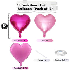 TAOYE pink heart balloons ideal for charming birthday or bridal celebrations.