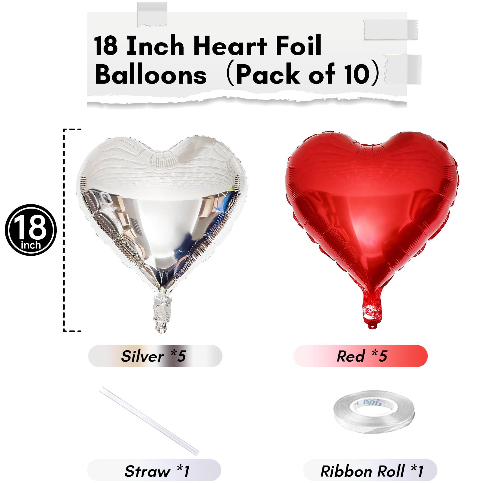 TAOYE red heart foil balloon 18 inch for birthday celebrations