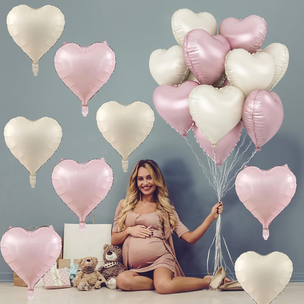 TAOYE reusable foil heart balloons with straw storage.