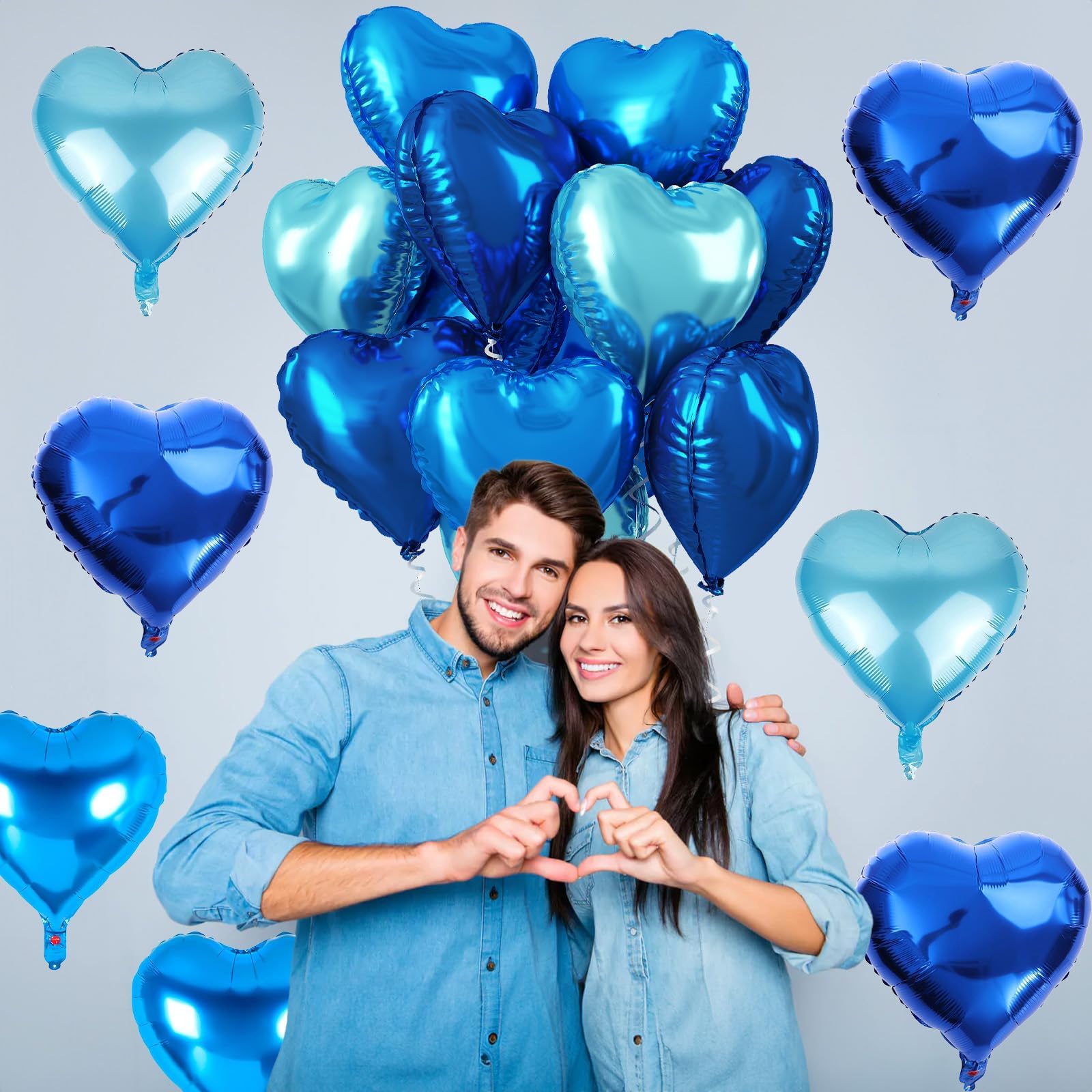 TAOYE royal blue heart foil balloon 18 inch creates dramatic centerpiece for events.