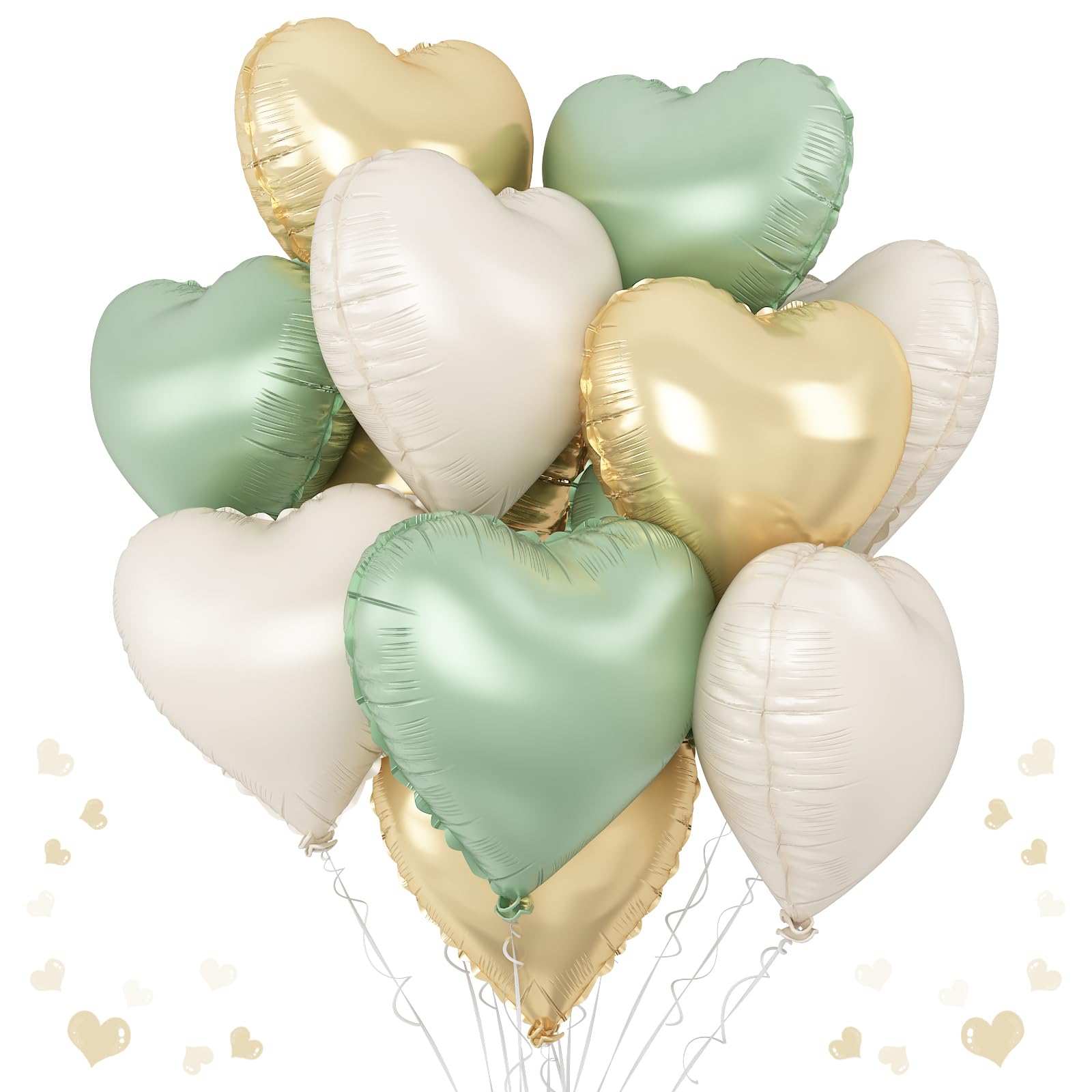 TAOYE sage green heart balloons for elegant birthday and event decor.