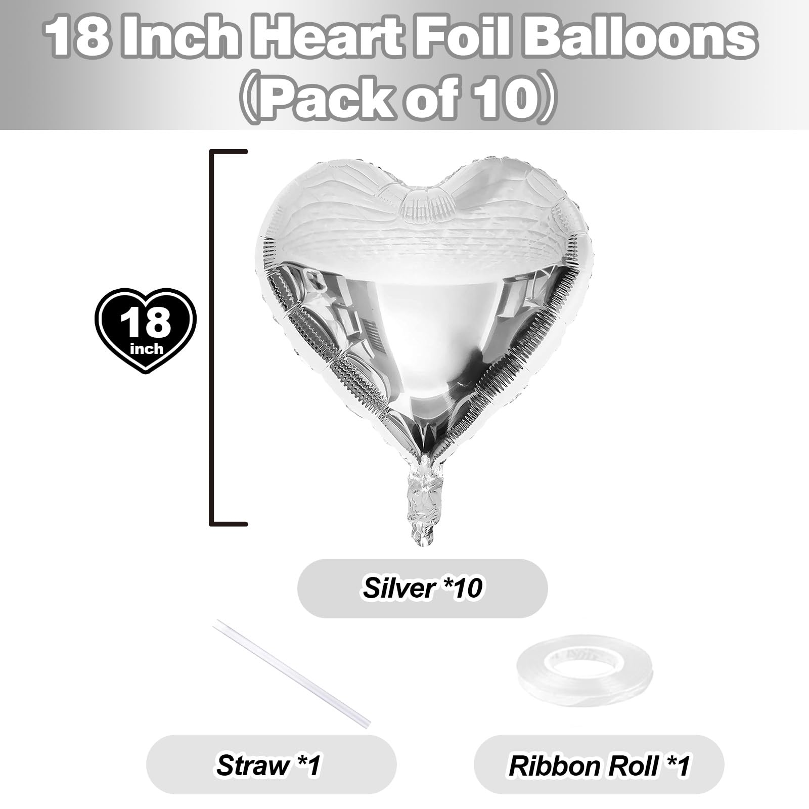 TAOYE foil heart balloons with ribbons included for quick decoration
