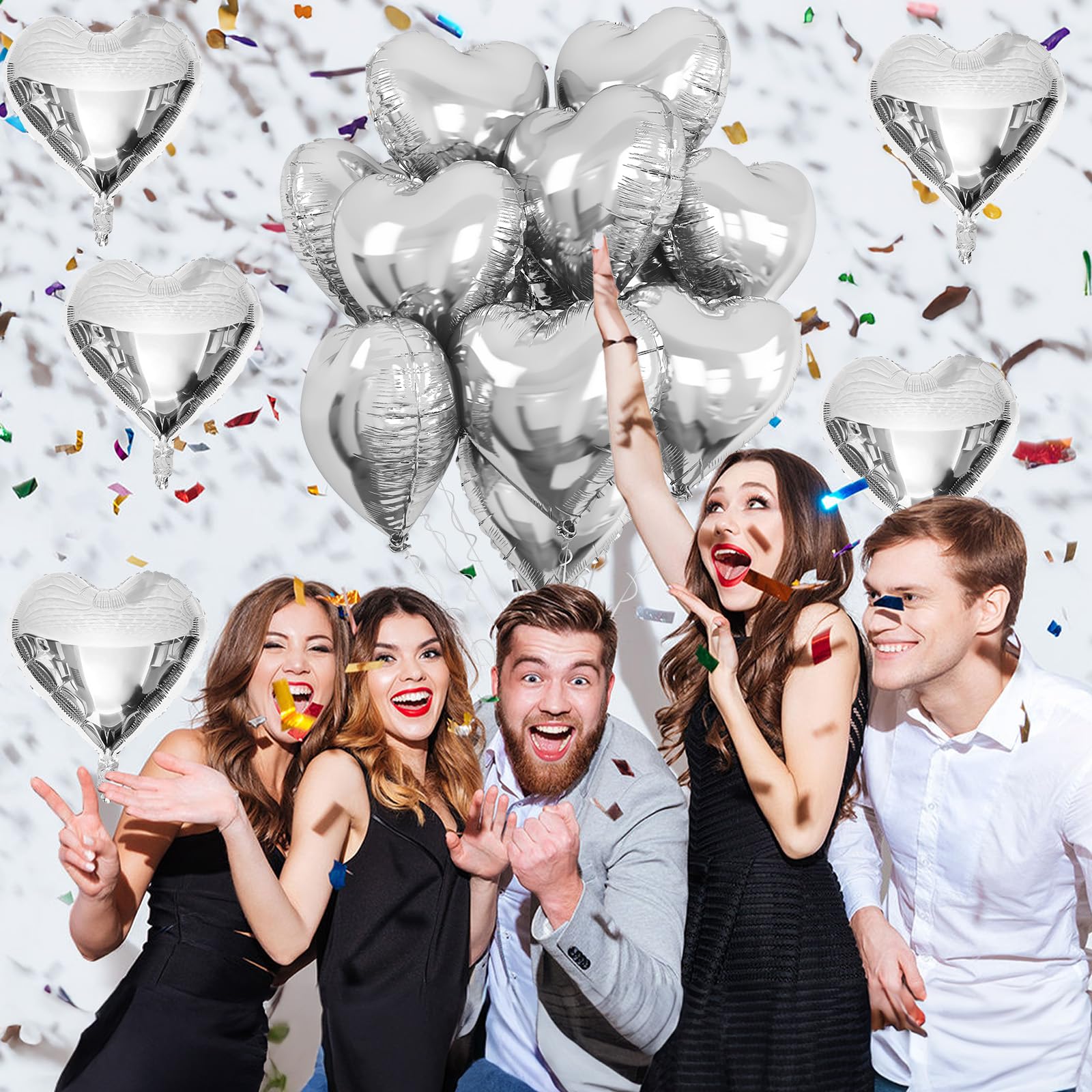 TAOYE chrome-silver heart balloons provide durable shine and long-lasting decor