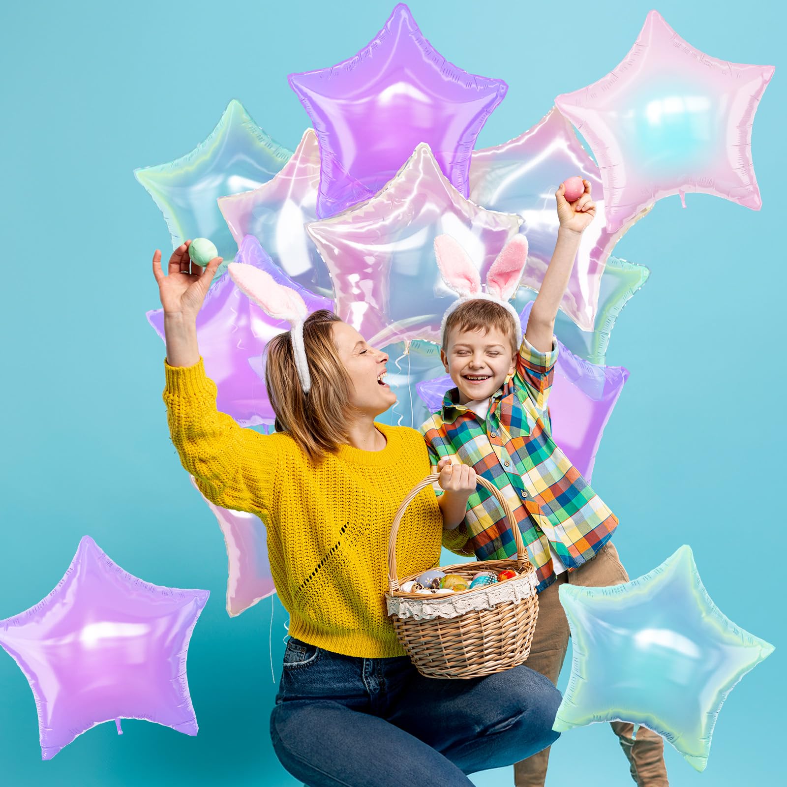 TAOYE star balloons with ribbon ready for instant party styling.