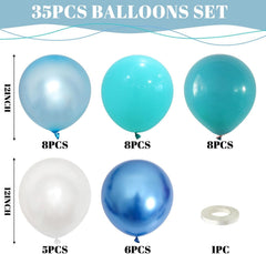 TAOYE undersea blue white balloons perfect for ocean party accents.