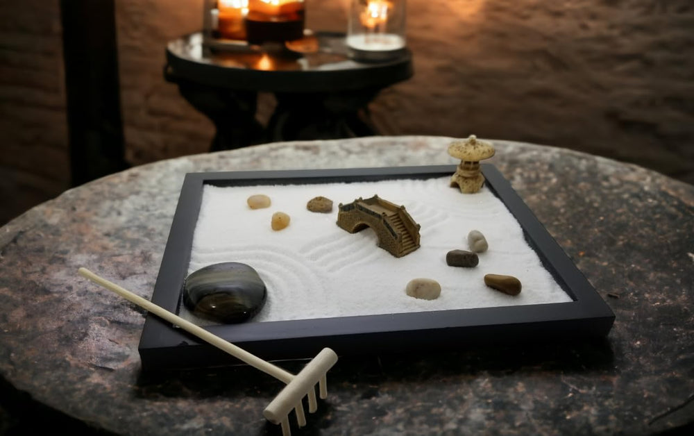 Tapbull Zen Sand Garden tower figure complements meditation space.