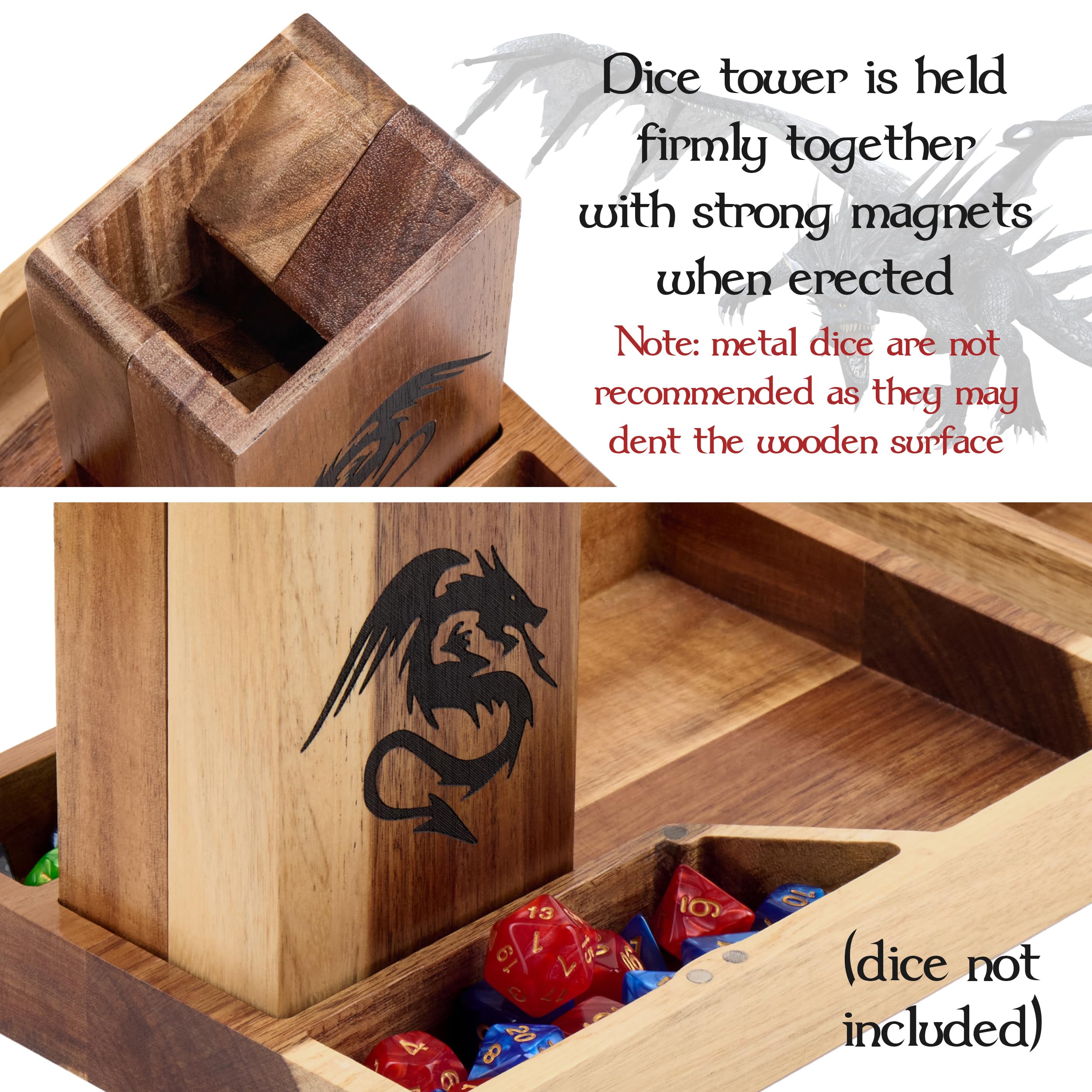 Tapeera dice tower includes drawstring bag for portable storage