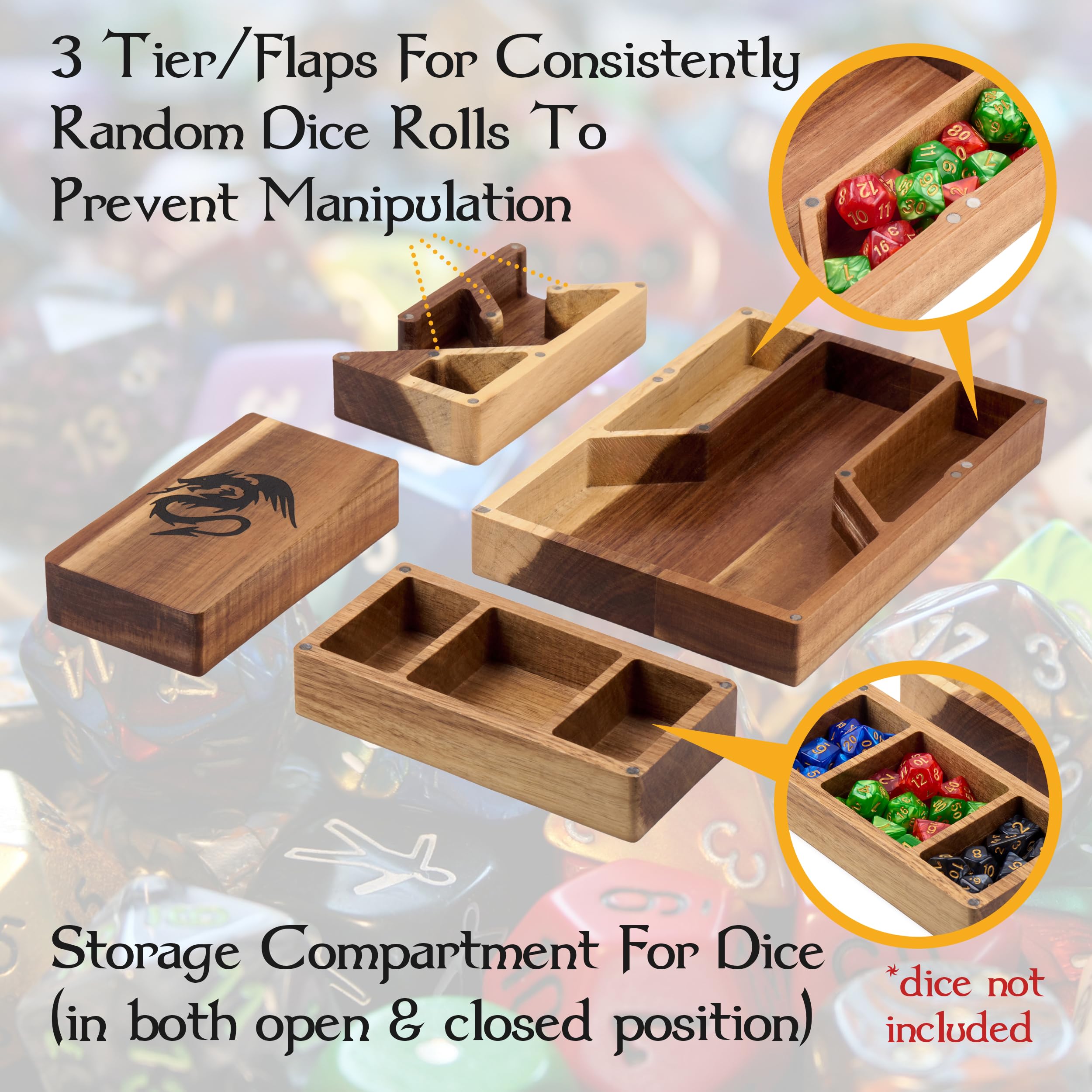 Tapeera dice tray 9x6 inches keeps dice contained during play