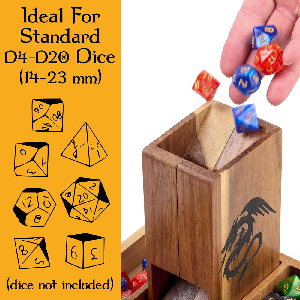 Tapeera wooden dice tower entrance 2.5x2 inches ensures wide dice entry