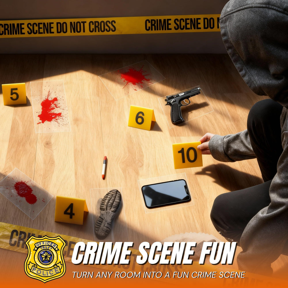Tapix Mystery Dinner Game Kit detective decor to spark storytelling and party atmosphere.