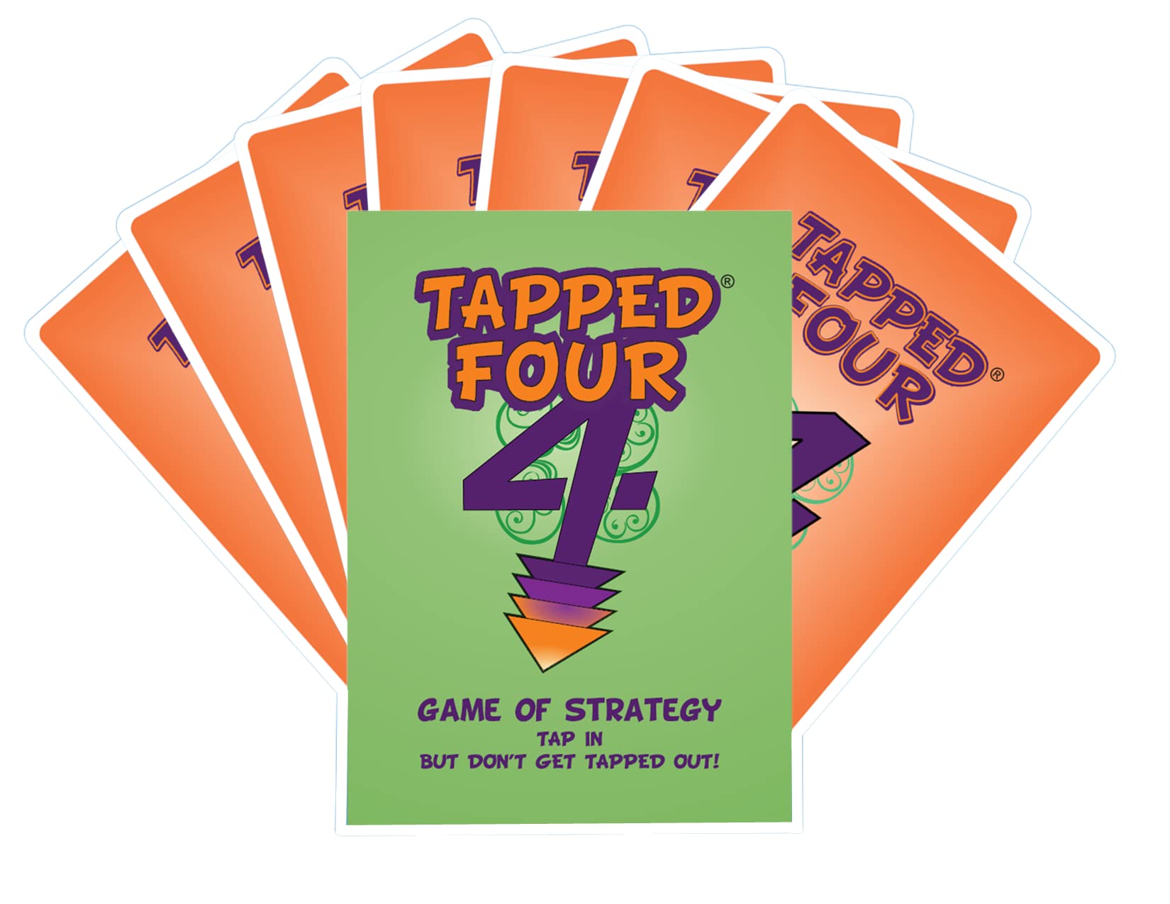 Tapped Four Card Game cover with bold design inviting quick party play and strategy.