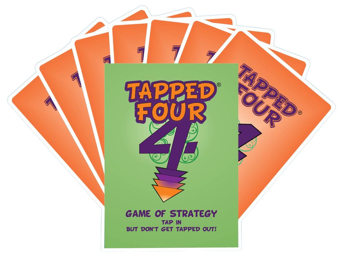 Tapped Four Card Game cover with bold design inviting quick party play and strategy.