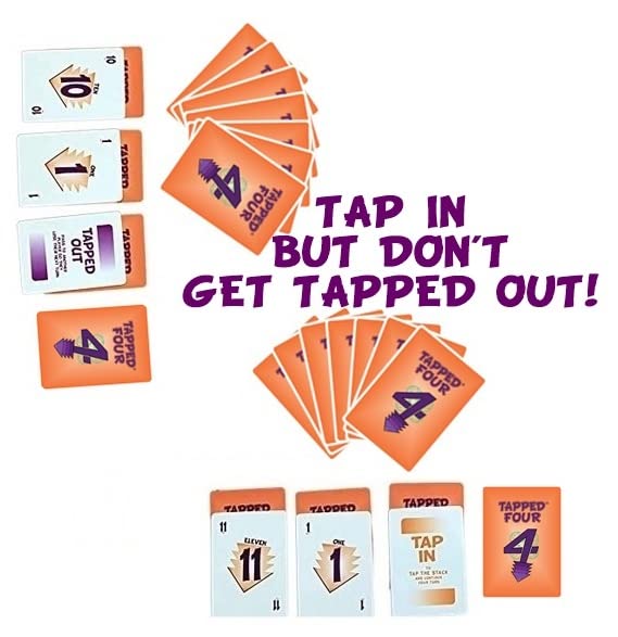 Tapped Four players around table engaged in fast rounds and lively interaction.