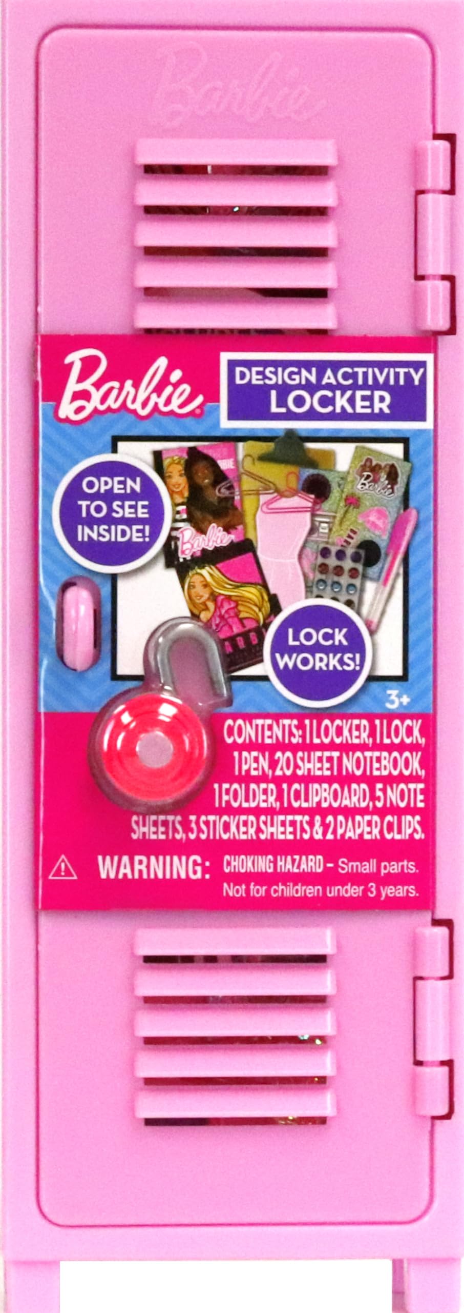 Tara Toys Barbie Design Activity Locker opened to reveal journal and hidden goodies