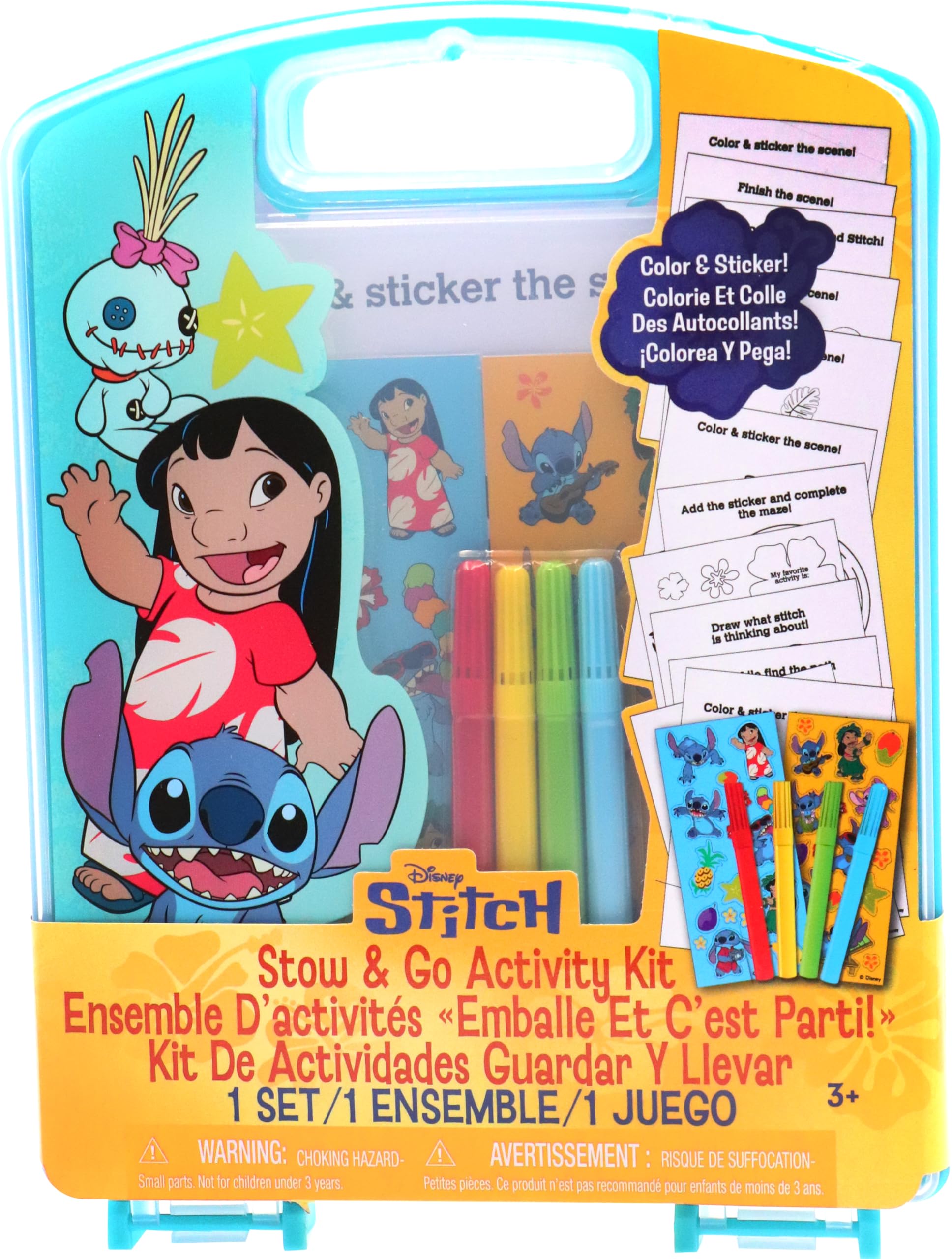 Tara Toys Disney Stitch Stow & Go case keeps art supplies organized for travel.