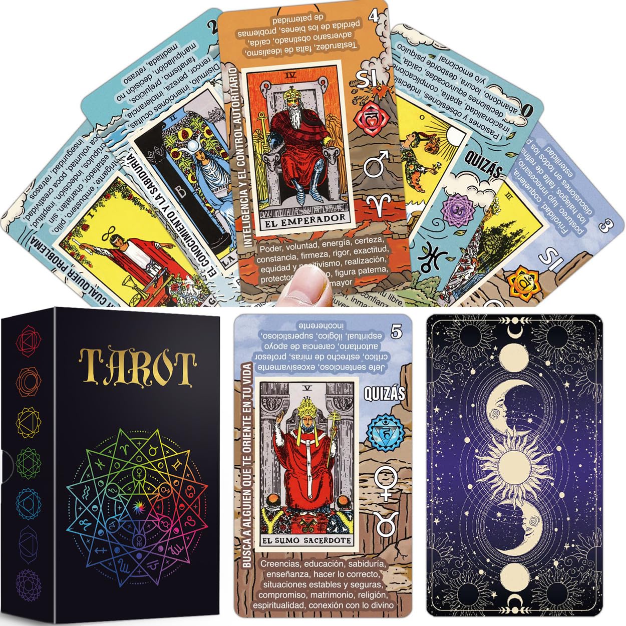 Tarotika Learning Tarot Deck reverse design highlights symmetrical back for unbiased readings.