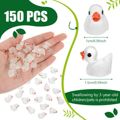 Tarpop mini ducks luminous figurines glow green after sun exposure for pondside decor.