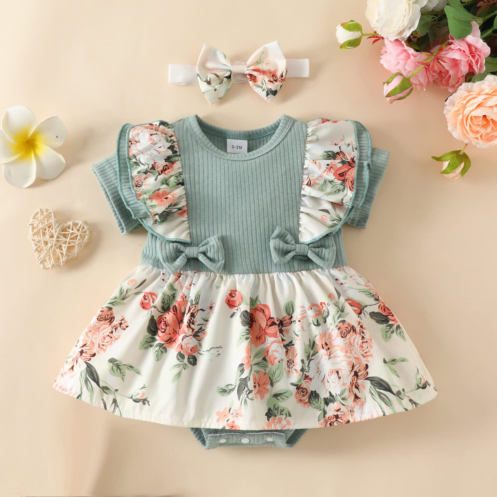 TatuDoll floral pattern bow headband complements 22-24 inch reborn dolls.