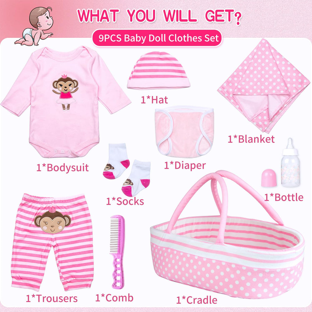 TatuDoll pink dot blanket adds cozy warmth for doll playtime.