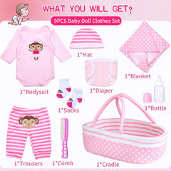 TatuDoll pink dot blanket adds cozy warmth for doll playtime.