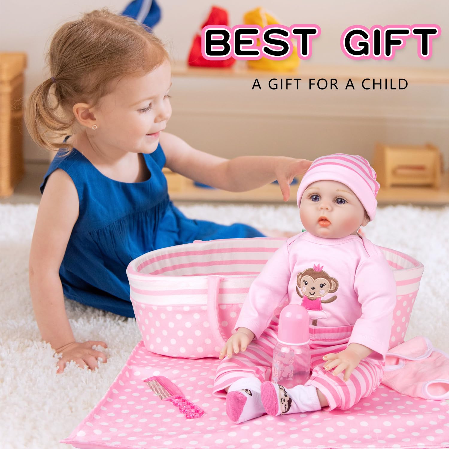 TatuDoll pink feeding bottle for pretend play and feeding practice.
