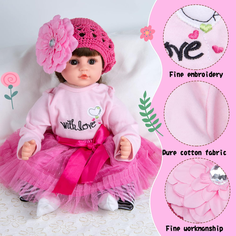TatuDoll pink long sleeve bodysuit—cozy layer for newborn doll styling.