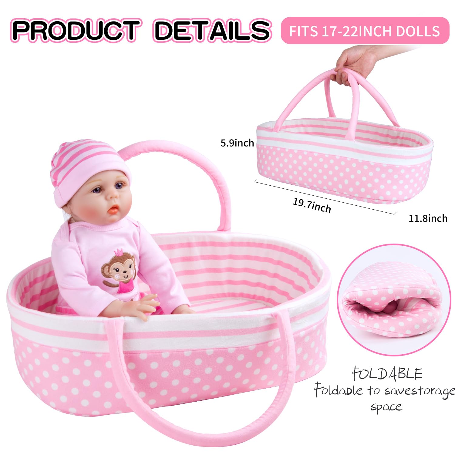 TatuDoll pink stripe monkey bodysuit, easy care and adorable look.