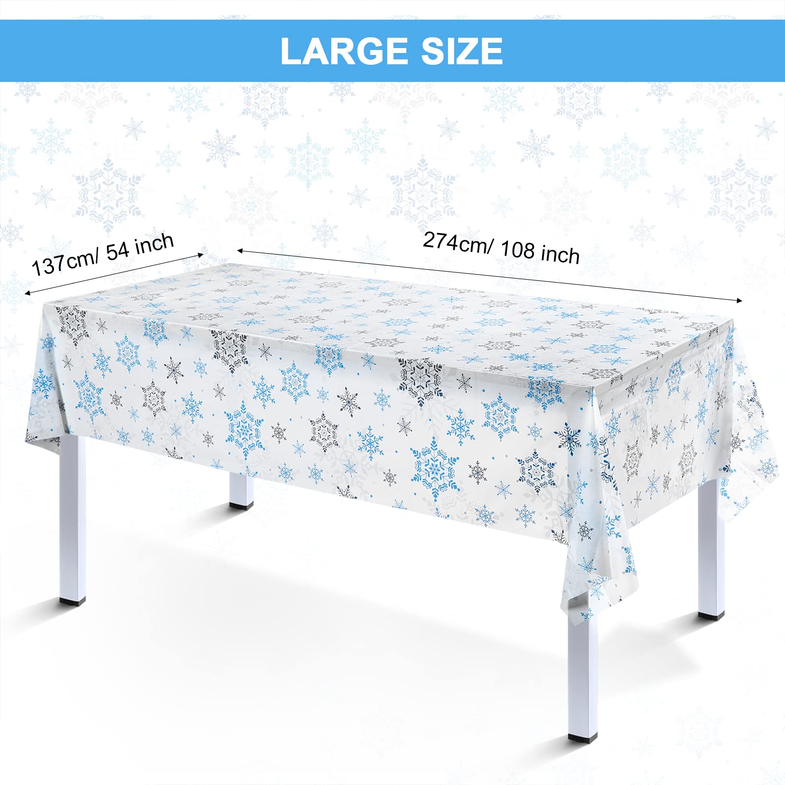 Tatuo winter wonderland table cover 54x108 inches protects surfaces during meals.