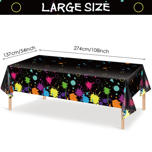 Tatuo Neon tablecloth edge close-up showing a durable, smooth plastic surface for quick cleanup.