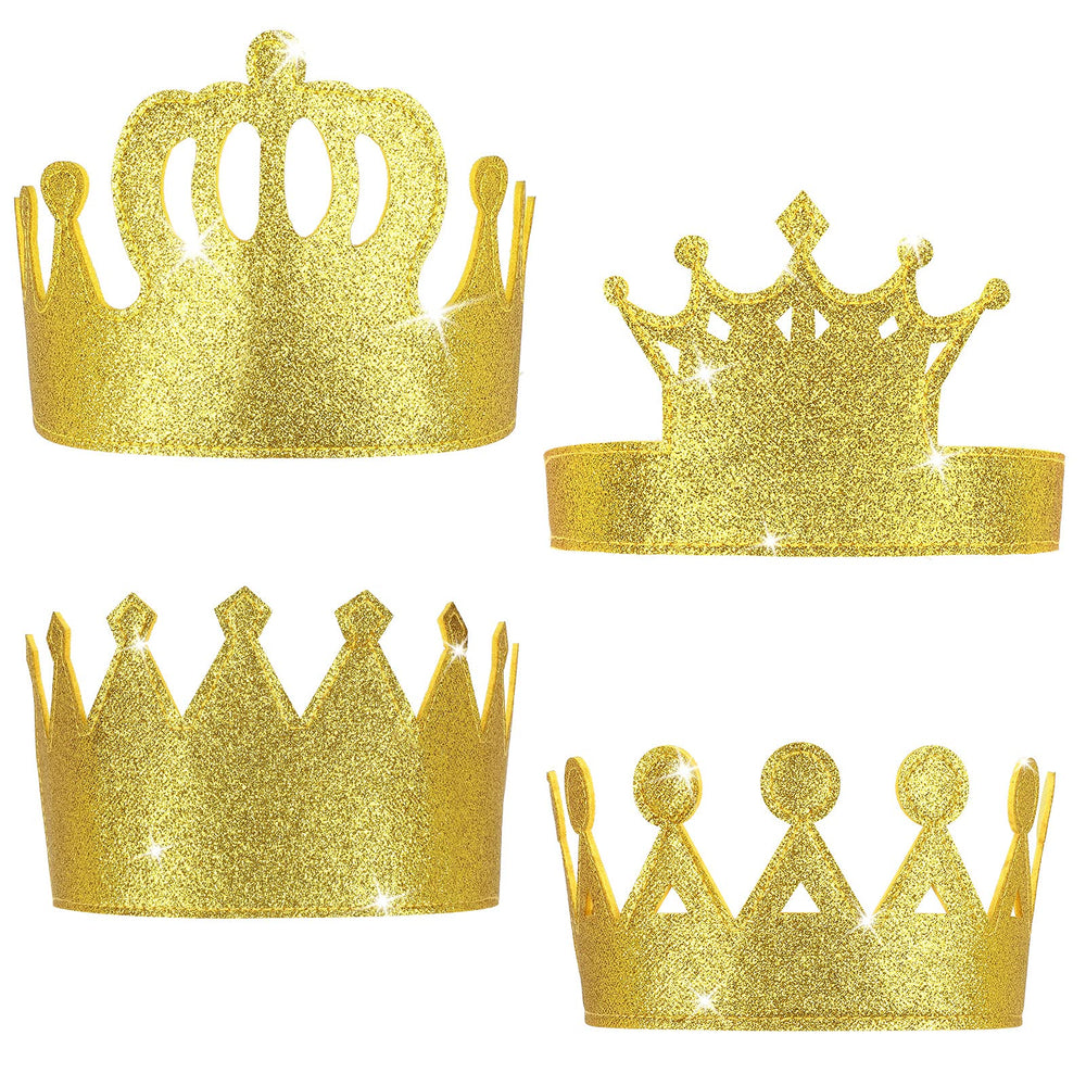 Tatuo gold felt crown for kids with glitter, ideal birthday party prop