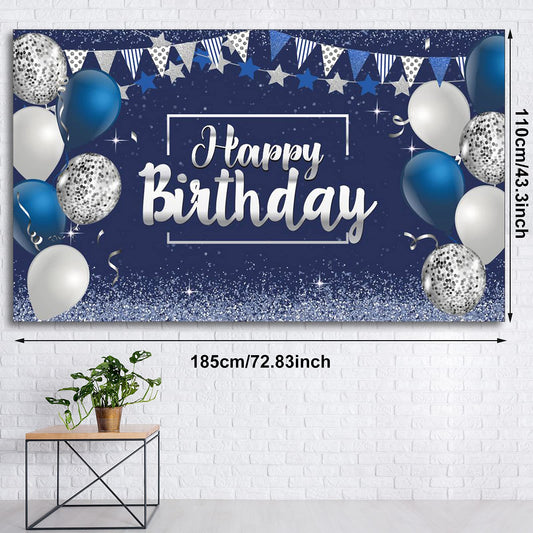 Tatuo Happy Birthday backdrop with balloons and gifts glitter for vibrant party photos.
