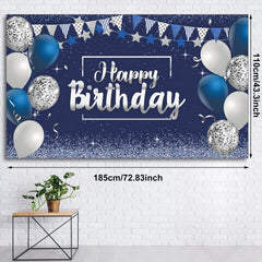 Tatuo Happy Birthday backdrop with balloons and gifts glitter for vibrant party photos.