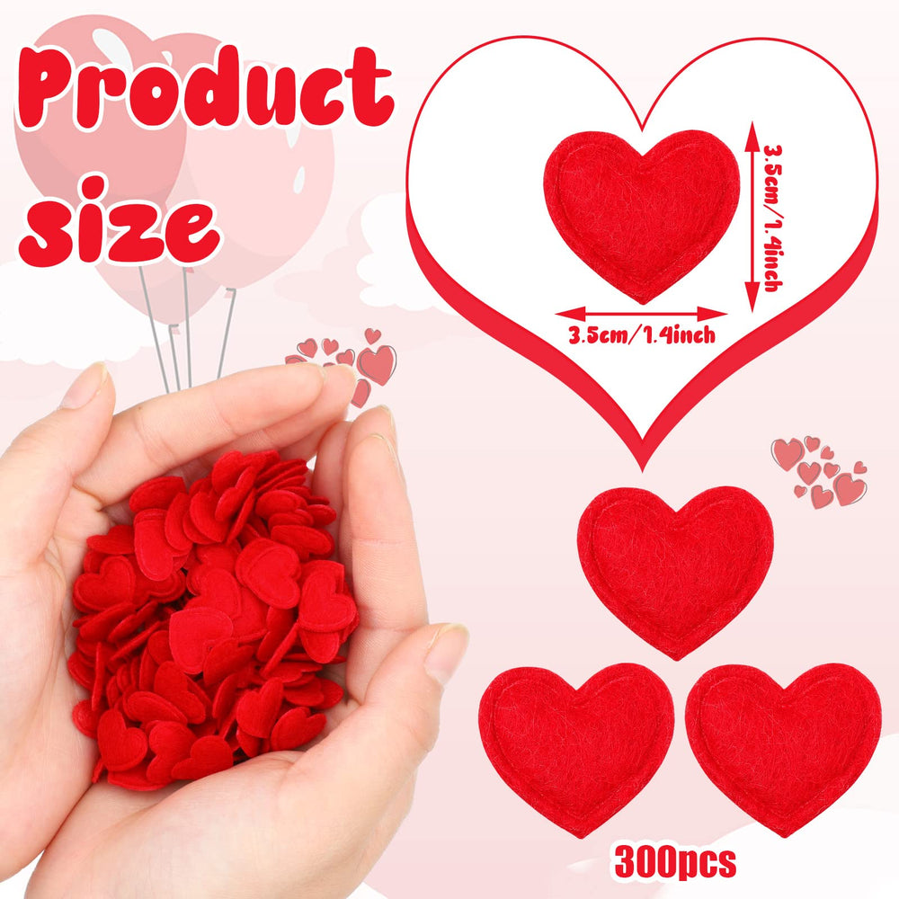 Tatuo red felt heart confetti, ideal for table decor and crafts