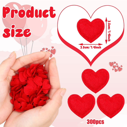 Tatuo red felt heart confetti, ideal for table decor and crafts